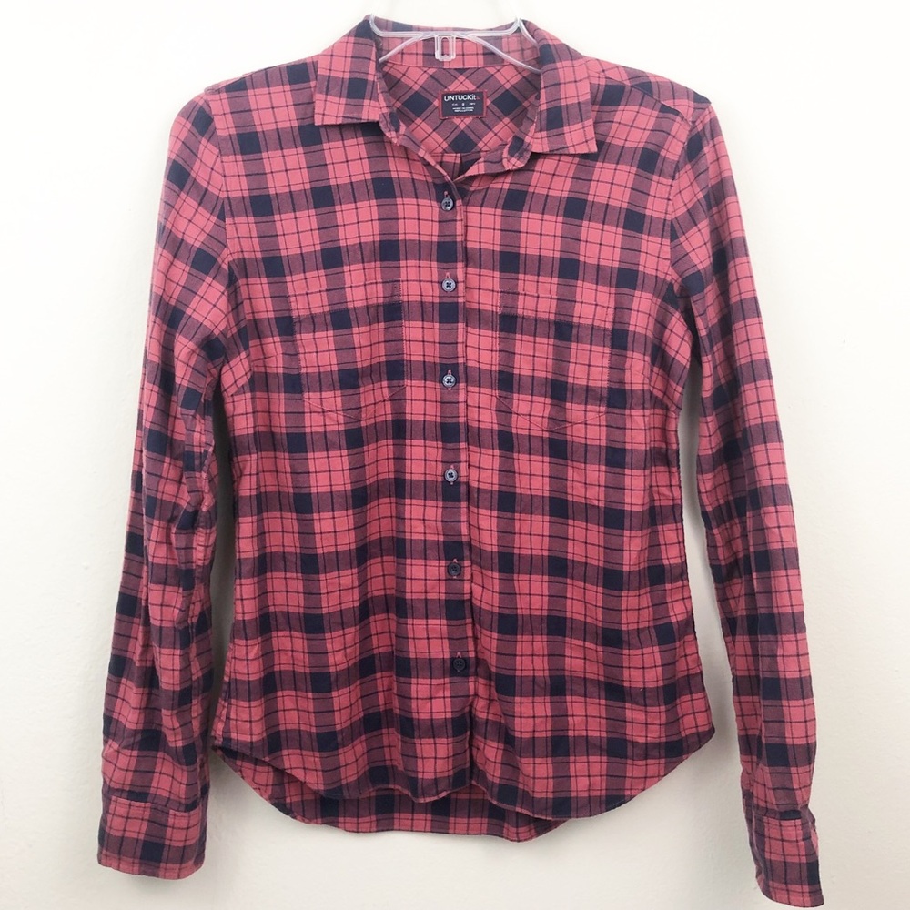 UNTUCKit Checked Button Down‎ Shirt Size 0